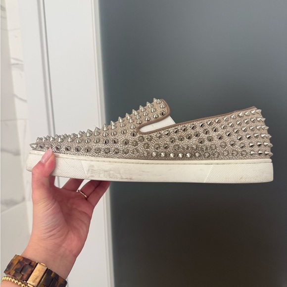 Christian Louboutin Roller Boat Men's Spiked Slip-On Shoes - Silver - Picture 7 of 16